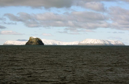 Fairway Rock, Big Diomede and Little Diomede Islands.