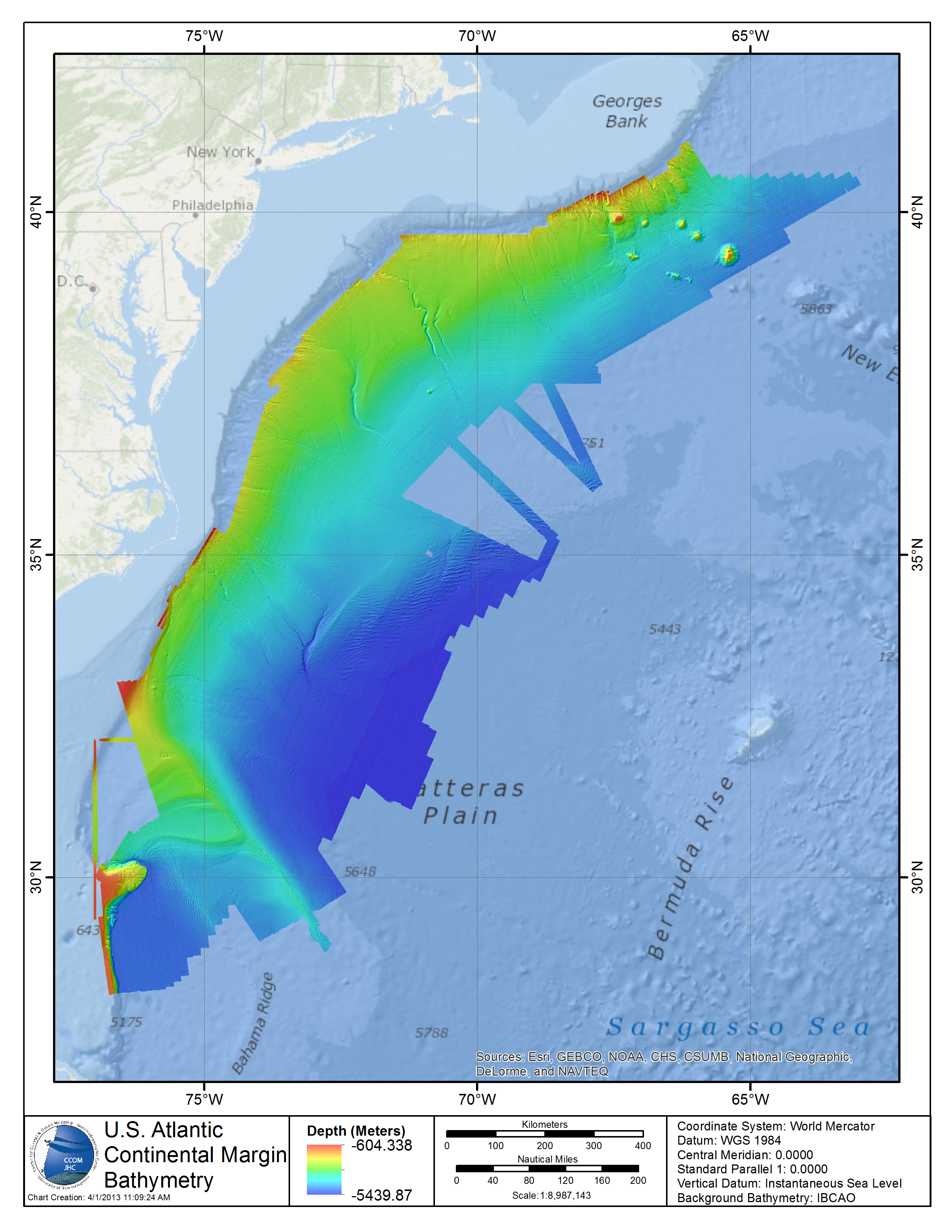 Atlantic Ocean Map Depth Chart 